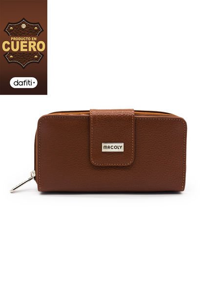 Billetera Grande A011 Cuero Miel Liso