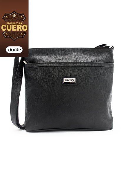 Bolso Manos Libres Macoly 1016 Cuero Negro Liso