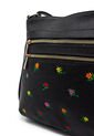 Bolso Manos Libres Macoly M820 Cuero Negro Bordado de Macoly