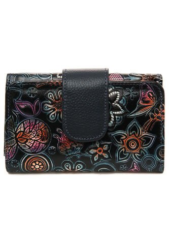 Billetera Mediana Macoly 047 Cuero Tala Azul Macoly