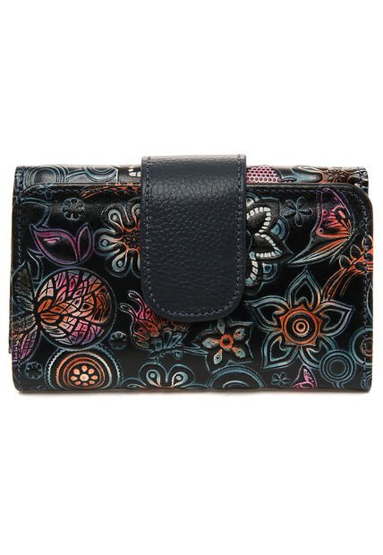 Billetera Mediana Macoly 047 Cuero Tala Azul