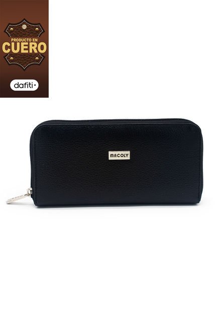 Billetera Grande Macoly A04 Cuero Negro Liso