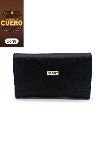 Billetera Grande A032 Cuero Negro Liso