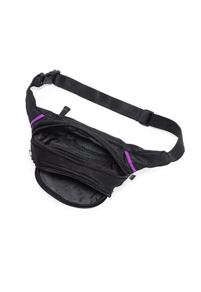 Canguro En Lona 252 Correa Corta Para Uso Riñonera Negro X Morado
