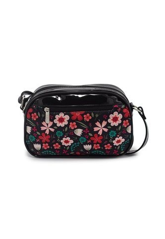Bolso Manos Libres Macoly 862 Floraria Negro Macoly
