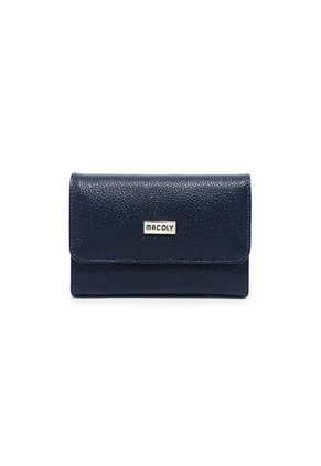 Billetera Mediana A015 Cuero Azul Liso