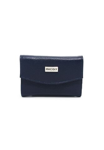 Billetera Mini A035 Cuero Azul Liso Macoly