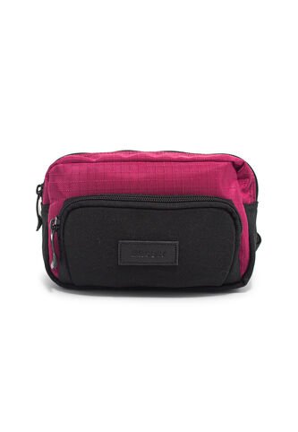 Canguro En Lona 292  Correa Corta Para Uso Riñonera Negro X Fucsia Macoly