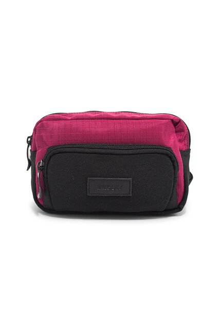 Canguro En Lona 292  Correa Corta Para Uso Riñonera Negro X Fucsia