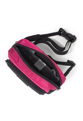 Canguro En Lona 292  Correa Corta Para Uso Riñonera Negro X Fucsia