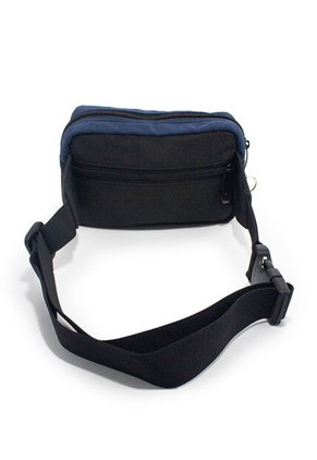 Canguro En Lona 292 Correa Corta Para Uso Riñonera Negro X Azul Oscuro