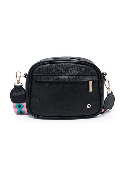 Bolso Manos Libres M300 Cuero Negro X Reata Oro