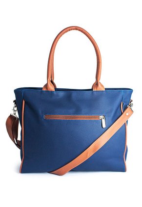 Bolso De Hombro Grande Macoly 870 Mix Azul X Miel