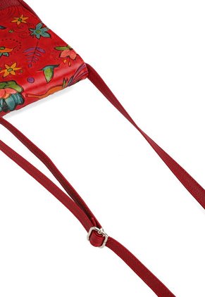 Bolso Manos Libres C299 Cuero Tala Rojo Pajaros