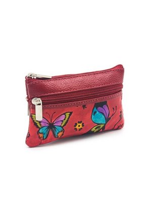 Monedero Macoly Cuero Doble Cremallera Tala Rojo