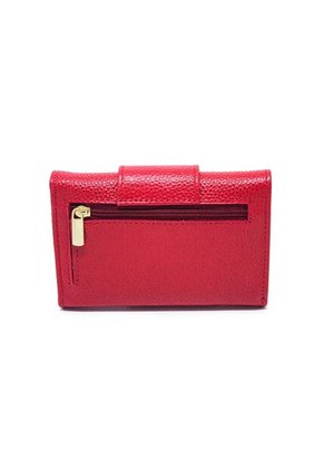 Billetera Pequeña Macoly 046 Cuero Rojo Liso Botón