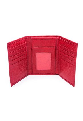 Billetera Pequeña Macoly 046 Cuero Rojo Liso Botón