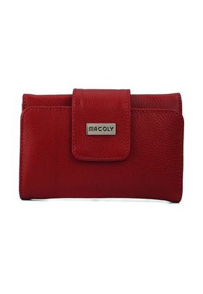 Billetera Mediana Macoly A016 Cuero Rojo Liso