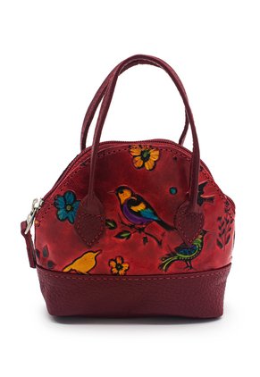 Monedero Cuero Tala Rojo Manija Pajaros
