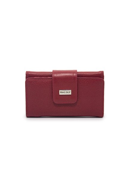 Billetera Grande Macoly A010 Cuero Rojo Liso