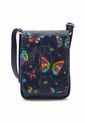 Bolso Manos Libres C299 Cuero Tala Azul Mariposas de Macoly