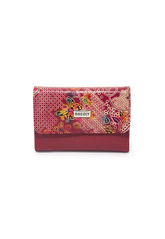 Billetera Mediana Macoly A015 Cuero Tala Rojo Macoly