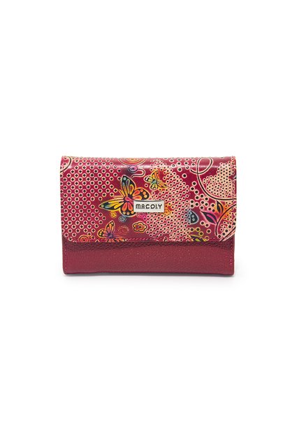 Billetera Mediana Macoly A015 Cuero Tala Rojo