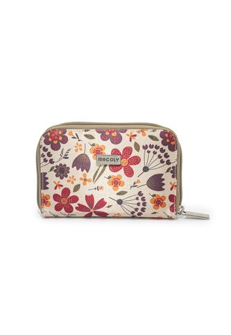 Billetera Mediana Macoly A026 Floraria Taupe Macoly