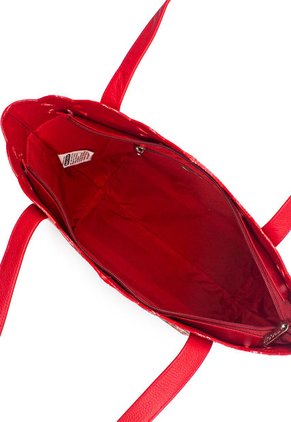 Bolso De Hombro C329 Cuero Tala Rojo Mariposas