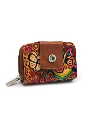 Billetera Mini Macoly 049 Cuero Tala Miel Mariposas