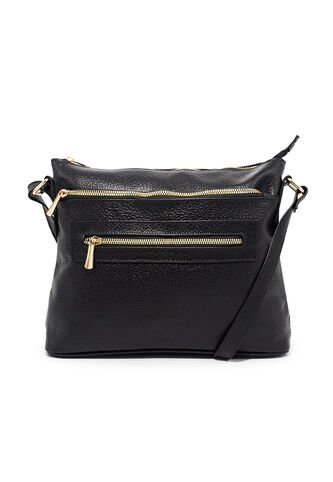 Bolso Manos Libres Macoly 817 Cuero Negro Oro Macoly