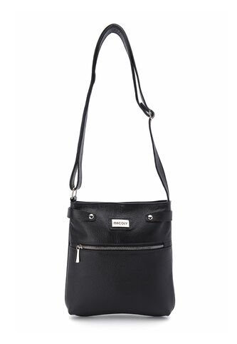 Bolso Manos Libres Macoly 864 Cuero Negro Liso Niquel Macoly