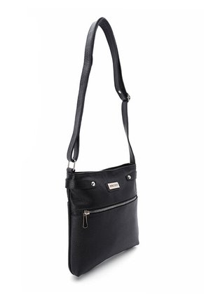 Bolso Manos Libres Macoly 864 Cuero Negro Liso Niquel