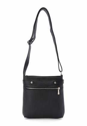 Bolso Manos Libres Macoly 864 Cuero Negro Liso Niquel