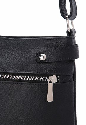 Bolso Manos Libres Macoly 864 Cuero Negro Liso Niquel