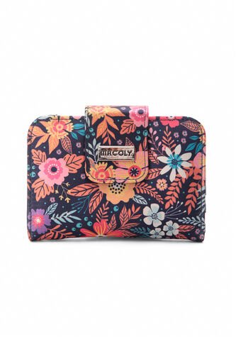 Billetera Mini Macoly A018 Flora Azul Niquel Macoly