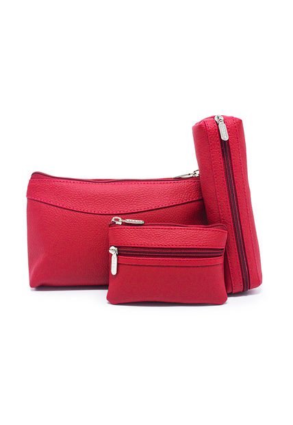 Cosmetiquera, Monedero Y Porta Esferos Barcelona Rojo