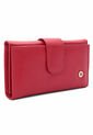 Billetera Grande Macoly 630 Cuero Rojo Liso Boton de Macoly