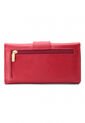 Billetera Grande Macoly 630 Cuero Rojo Liso Boton de Macoly