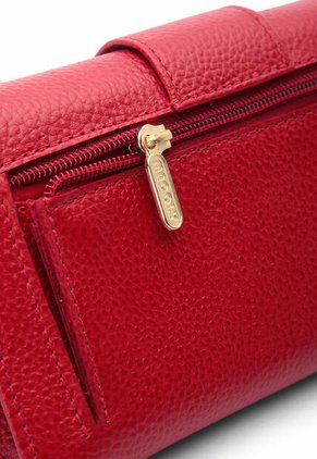 Billetera Grande Macoly 630 Cuero Rojo Liso Boton