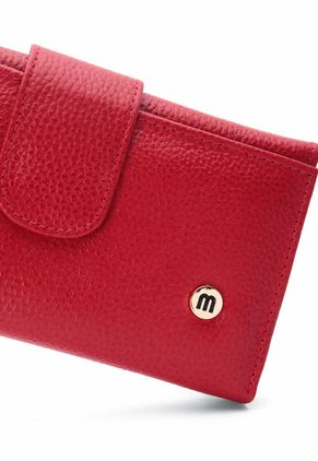 Billetera Grande Macoly 630 Cuero Rojo Liso Boton