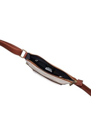 Bolso Manos Libres Macoly 751 Mix Blanco X Miel Oro