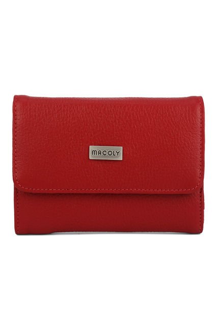 Billetera Mediana A015 Cuero Rojo Liso