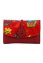 Billetera Mediana 704 Cuero Tala Rojo Flores de Macoly