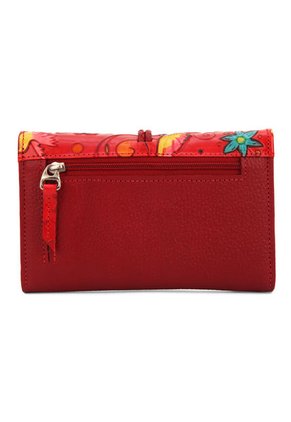 Billetera Mediana 704 Cuero Tala Rojo Flores