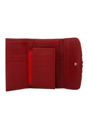 Billetera Mediana 704 Cuero Tala Rojo Flores