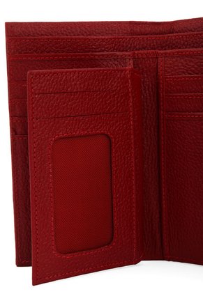 Billetera Mediana 704 Cuero Tala Rojo Flores