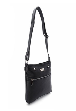 Bolso Manos Libres Macoly 864 Cuero Negro Liso Niquel
