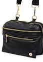 Bolso Manos Libres Macoly M430 Cuero Negro Liso Oro de Macoly