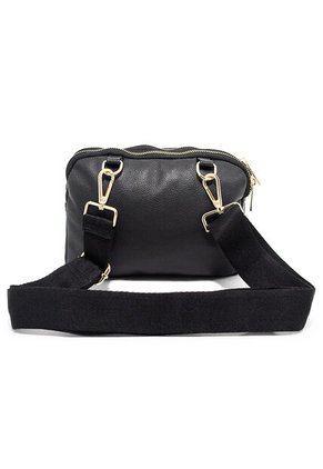 Bolso Manos Libres Macoly M430 Cuero Negro Liso Oro